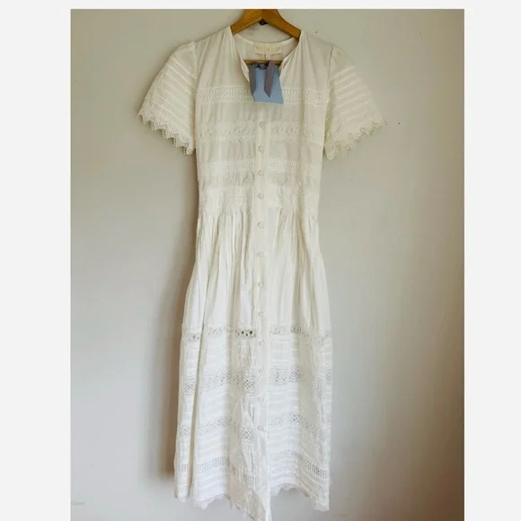 NWT Waimari Camila Lace Embroidered Maxi Dress in Pure White - Picture 8 of 13